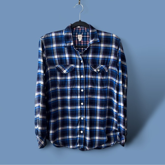 Gap Navy/Blue/White/Pink Plaid l/s Shirt - Picture 5 of 9